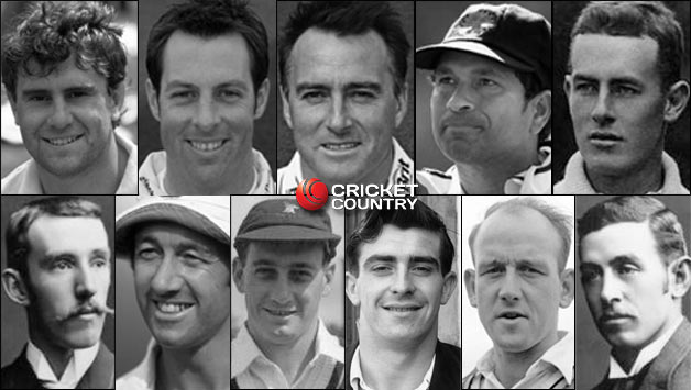 Top row, from left: Mark Taylor (c), Marcus Trescothick, Graham Thorpe, Sachin Tendulkar, Victor Trumper Bottom row, from left: Hugh Trumble, Bob Taylor (wk), Hugh Tayfield, Fred Trueman, Frank Tyson, Charlie Turner © Getty Images