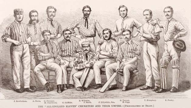 The England team that toured North America in 1868-69; standing (from left): Joseph Rowbotham, Alfred Shaw, George Freeman, Edgar Willsher, George Tarrant, Thomas Humphrey, Ted Pooley; sitting (from left): Henry Charlwood, George Griffith, John Smith, James Lillywhite Junior, Harry Jupp © Getty Images