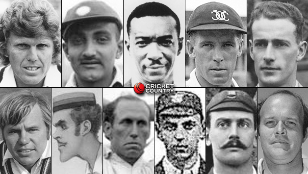 Top row, from left: Barry Richards, Vijay Merchant, George Headley, Martin Donnelly, Alan Melville (c) Bottom row, from left: Mike Procter, Hon. Alfred Lyttleton (wk), Bart King, ‘Ranji’ Hordern, Charles Kortright, Vincent van der Bijl © Getty Images and Wikimedia Commons