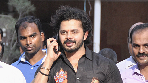 S Sreesanth, one of the three accused, reacts after the spot-fixing trio were cleared of their charges ©