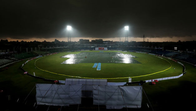 Fatullah Ground is filled with stagnant water © AFP