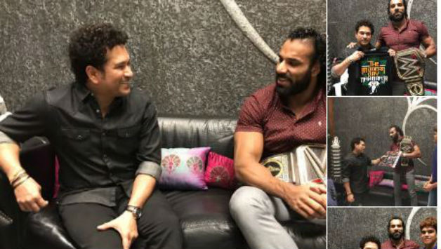 Jinder Mahal with the Tendulkars © MSL Group