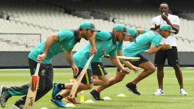 Usain Bolt training Australian batsmen © Getty Images