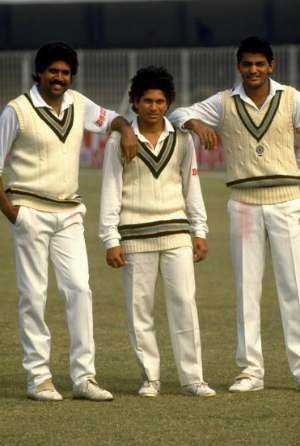 From left: Kapil Dev, Man of the Match; Sachin Tendulkar, the debutant; and Mohammad Azharuddin, a desperate man with a last chance © Getty Images (file photo)