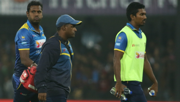 Angelo Mathews with the physio © IANS