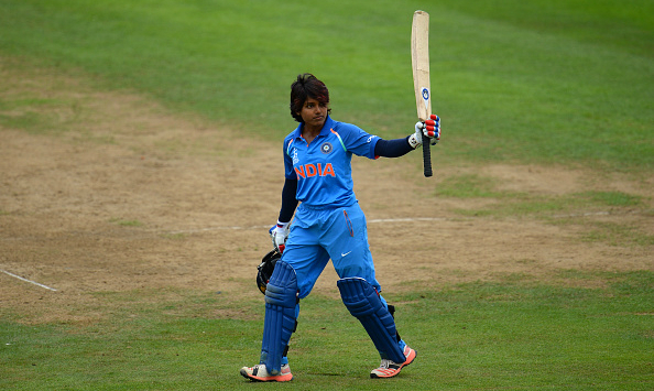 Punam Raut celebrates hai maiden World Cup century © Getty Images