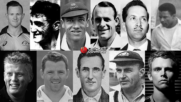 Top, from left: D’Arcy Short, Leo O’Brien (courtesy: Labor Daily), Jack O’Connor (England), Norm O’Neill, Basil D’Oliveira, Collie Smith Bottom, from left: Kevin O’Brien, Niall O’Brien, Jack O’Connor (Australia), Bill O’Reilly (courtesy: Wikimedia Commons), Steven O’Keefe © Getty Images