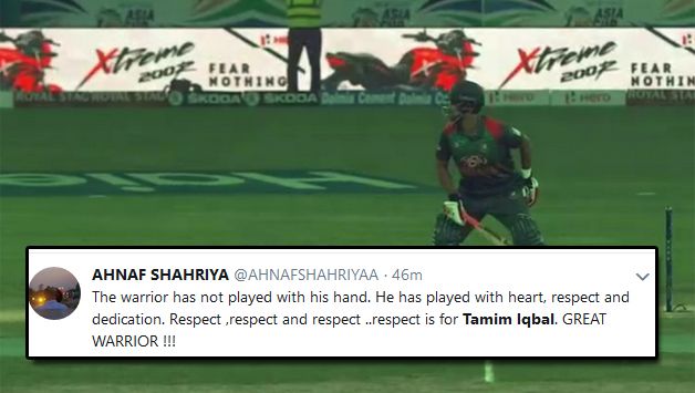 Tamim Iqbal padded up and a cast on his left wrist, and batting gloves tapped to it, walked out to support Rahim
