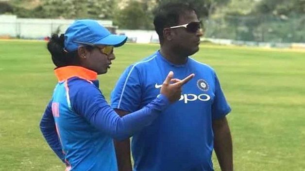 Ramesh Powar with Mithali Raj. @ BCCI