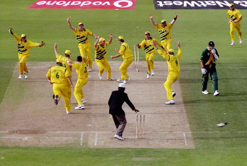 Allan Donald is run out and South Africa's World Cup is over.