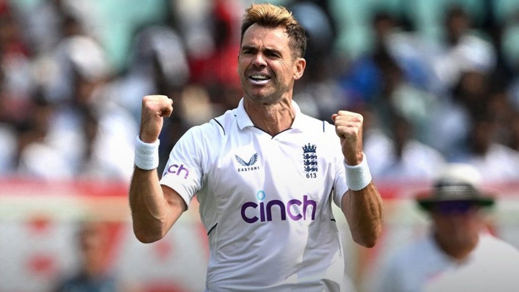 Anderson taking a wicket for England during a Test match