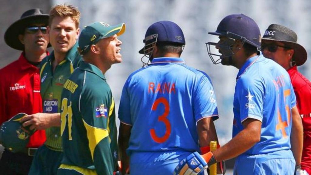 Warner and Rohit get into an argument
