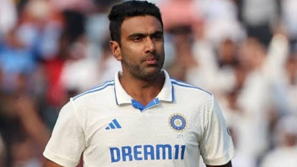 Ashwin bowling during a Test match