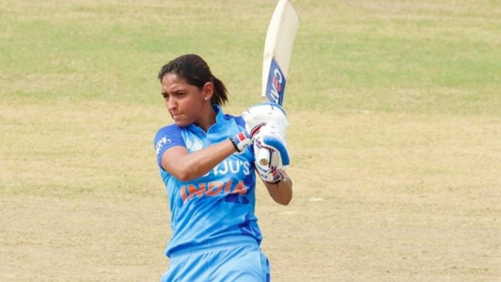 Harmanprreet playing in a T20I match