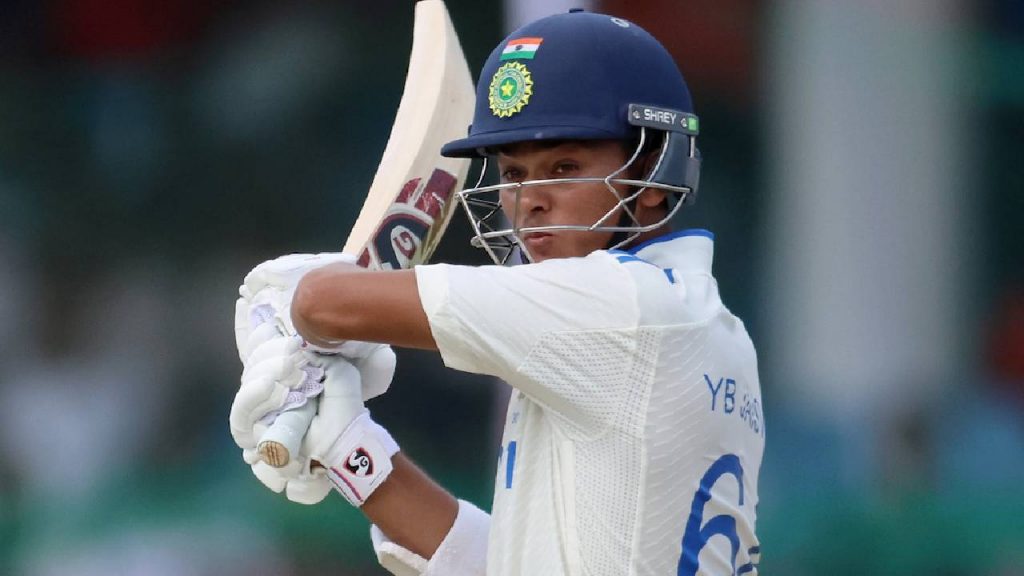Jaiswal batting during a Test match