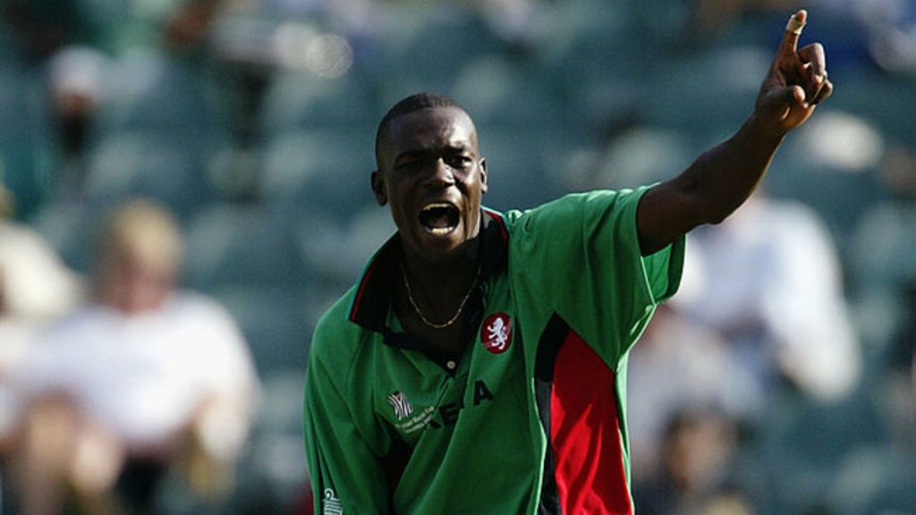 Obuya taking a wicket in a T20I