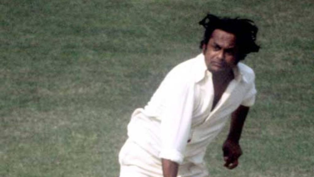 Prasanna bowling for India during a Test match