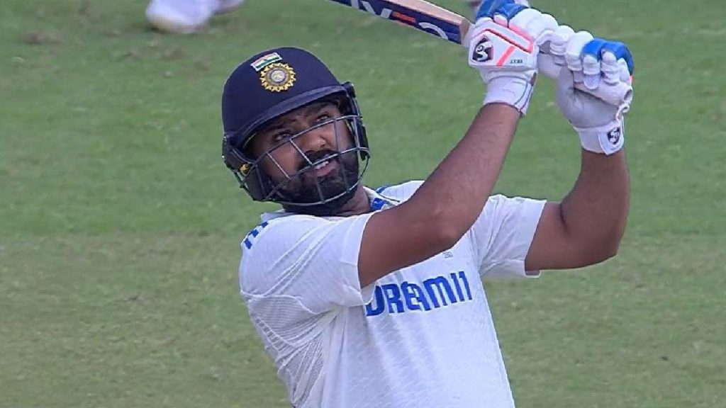 Rohit batting during a Test match