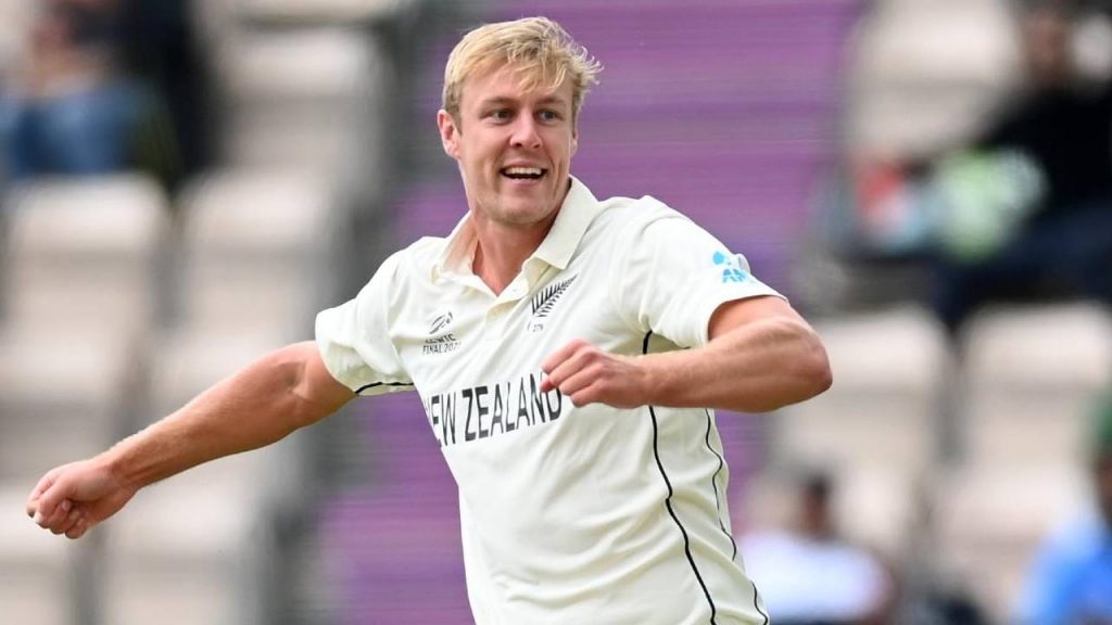Jamieson taking a Test wicket
