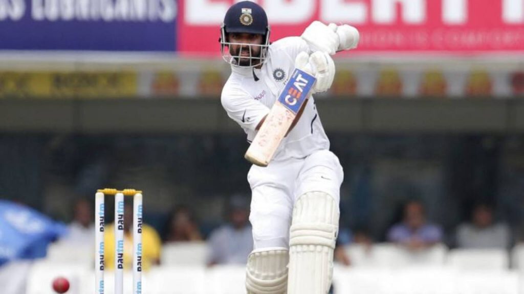 Rahane batting during a Test match