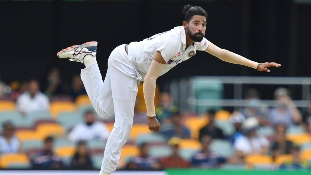Siraj bowling during a Test match
