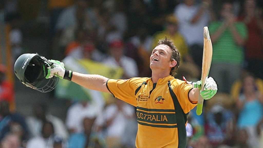 Gilchrist scoring an ODI century