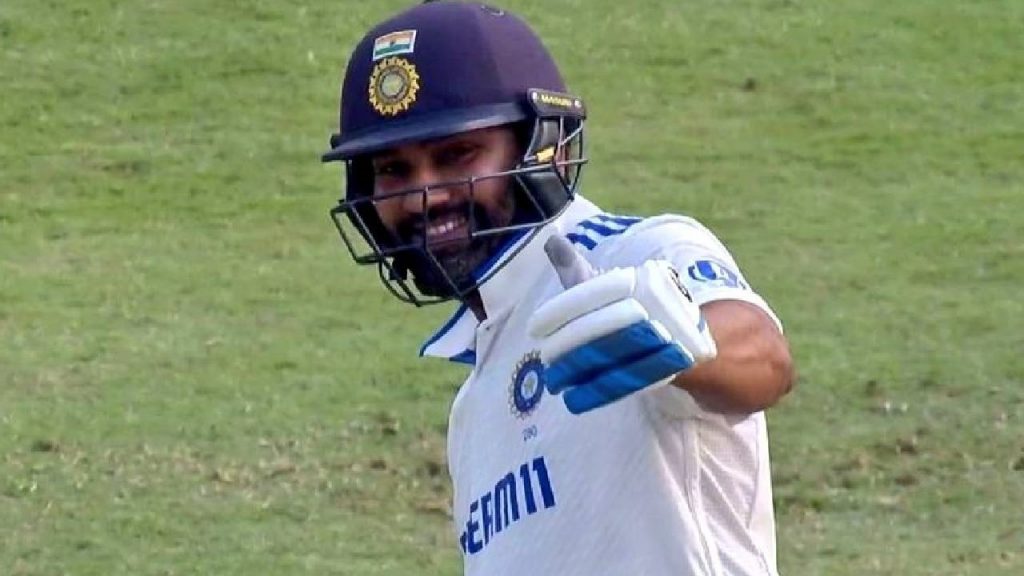 Rohit batting during a Test match